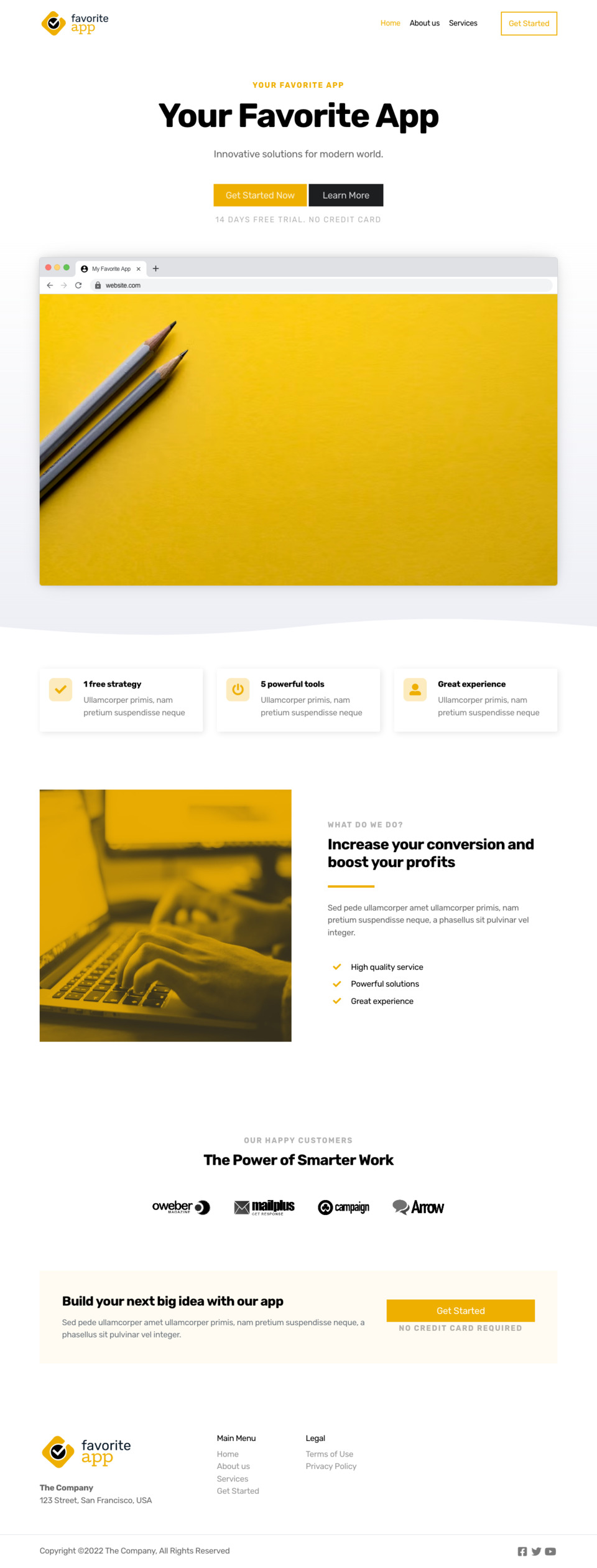FavoriteApp Website Template - Ideal for small businesses, startups, entrepreneurs, and individuals looking to create a professional online presence.
